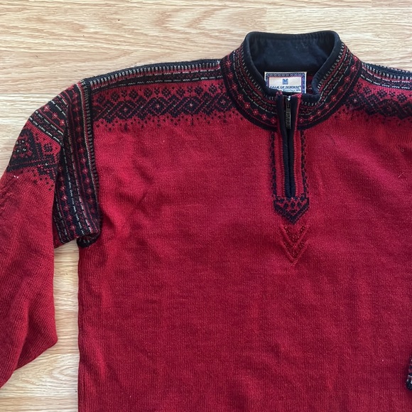 Dale of Norway Burgundy and Black Zip-Up Sweater - Picture 2 of 9